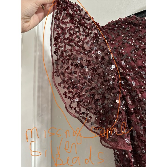 Elegant Burgundy Sequin Dress - Picture 3 of 16